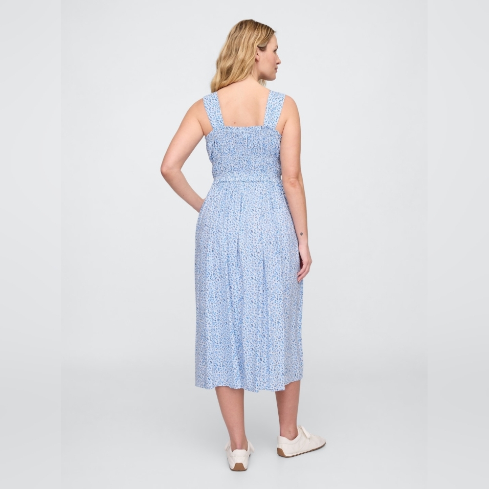NWT GAP Smocked Midi Dress Light Blue Floral - Picture 5 of 6